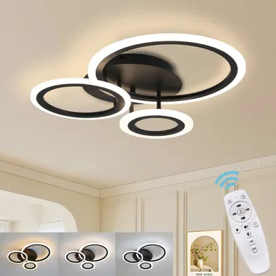 Produktbild von Stropní světlo Led stropní svítidlo černé Moderní chodbové svítidlo Stmívatelné Geometrie Design Stropní svítidlo s dálkovým ovládáním pro chodbu Ložnice Kuchyně Obývací pokoj