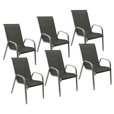 Image de Lot de 6 chaises MARBELLA en textilène gris - aluminium gris