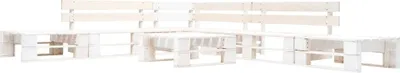 A white pallet lounge set is shown against a white background.