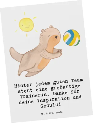 Produktbild von Mr. & Mrs. Panda Postkarte Volleyball Trainerin - Weiß - Geschenk, Sportart, Motivation, einzelkarte, Leidenschaft, Teamgeist, Danksagung, Sport, Sportarten, Grußkarte