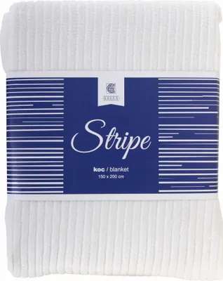 Image de Couverture, couverture chaude en microfibre avec coutures et rayures Stripe 150 x 200, écru