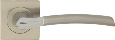 Produktbild von DOMINO Türgriff ohne Schlossrosette | quadratische Rosette | Türklinke für Zimmertür, Bürotür | Türbeschläge aus Aluminium |Chrom/Nickel |PRESTO-QR M6/M9
