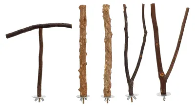 Produktbild von 5 Stück Papageienstangen aus Holz mit Vogelstangen und Ständern für Vogelkäfige