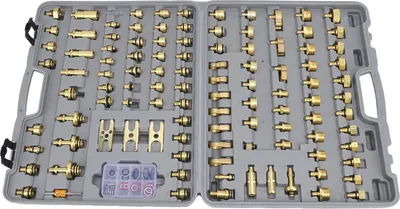 Image de Kit de test d'étanchéité pour climatisation automobile, outil de détection en laiton pour voitures, camions, 130 pièces
