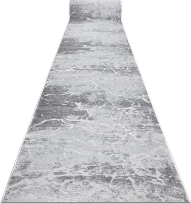A rolled-up rug runner with a marble-like pattern is displayed on a white background.