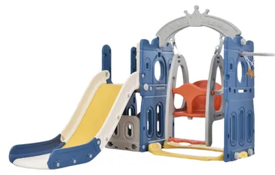 Produktbild von 5-in-1 Rutsche – Kinderspielplatz – mit Basketballkorb – Schaukel – Kletterleiter – Ablagefläche – für Kinder