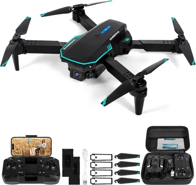 Produktbild von Drohne mit Kamera 720P HD für Kinder & Anfänger – RC Quadcopter mit FPV WiFi Kamera, 2 Akkus, Höhenhaltung, Headless Mode, 3D Flips, Ein-Tasten-Start/Landung, Faltbare Mini Drohne mit Tragetasche
