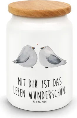 Produktbild von Mr. & Mrs. Panda Kaffeedose Turteltauben Liebe - Weiß - Geschenk, Dose, zuckerdose, Verlobung, Teedose, Verliebt, Hochzeitstag, Freundin, Hochzeit, Aufbewahrungsdose