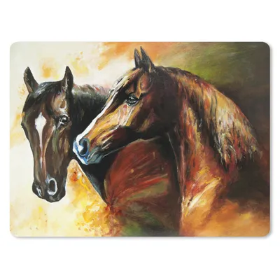 Produktbild von MuchoWow® Mauspad Mousepad Malerei - Pferde - Tiere - Ölgemälde 23x19 cm - Mousepads - Maus Mat - Pad - Mausunterlage - Schreibtischunterlage - Mauspad