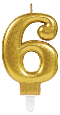 Image de Bougie d'anniversaire or 6 /hauteur 9,3 cm/