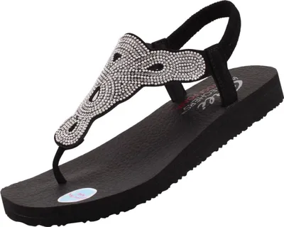 Produktbild von Skechers Damen Zehentrenner Meditation Pearl Perfection Schwarz/Silber