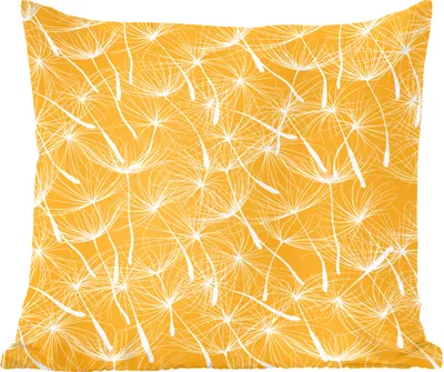 Produktbild von MuchoWow® Zierkissen Sofakissen Wohnzimmer Dekokissen 60x60 cm Löwenzahn - Orange - Blumen - Sommer - Sitzfläche - Foto Polster