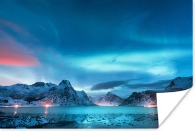 Produktbild von MuchoWow® Poster Nordlichter - Schnee - Berg - Nacht 60x40 cm - Schlafzimmerdekoration