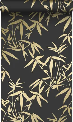 Immagine prodotto di Origin Wallcoverings carta da parati foglie di bambù nero e oro 53 cm x 10.05 m