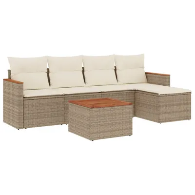 Produktbild von vidaXL 6-tlg. Garten-Sofagarnitur mit Kissen Beige Poly Rattan