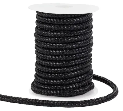 Geflochtenes Lederband 10 m, 8 mm, schwarz, für DIY-Schmuck