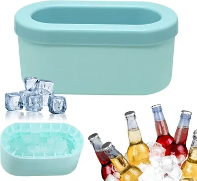 Produktbild von Silikon Eiswürfelformen mit Deckel, Silikon Eiskübel, Silikon Eiswürfelform, Eiswürfelbereiter Becher, Silicone Ice Cube Mold, Eiswürfelschale für Kühlschrank, Ice Cube Press für Jedes Getränk