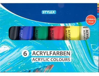 Produktbild von Stylex 28653, 75 ml, Schwarz, Blau, Grün, Rot, Weiß, Gelb, Matte, Tube
