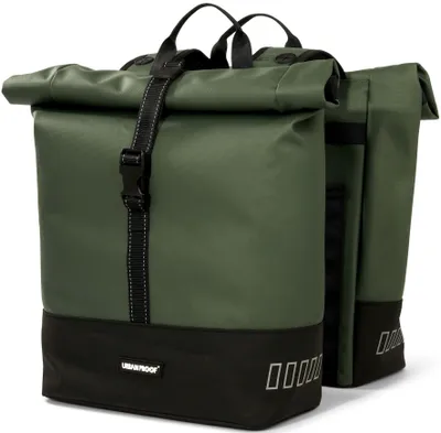 Image de Urban Proof Rolltop Sacoche double recyclée pour vélos 38 litres vert