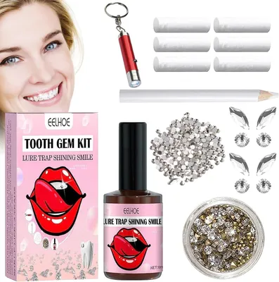 Produktbild von Zahnschmuck Set 10 Stück, DIY Kit mit Kleber, 1445 Edelsteine, für Party