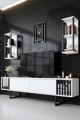 Produktbild von Skye Decor, Chrome Line - White, Black, TV-Schränke, Weiß, 180 x 48 x 30 cm