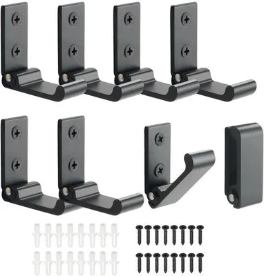 Image de Crochets en acier inoxydable noir, 5 cm, lot de 8, fixation murale