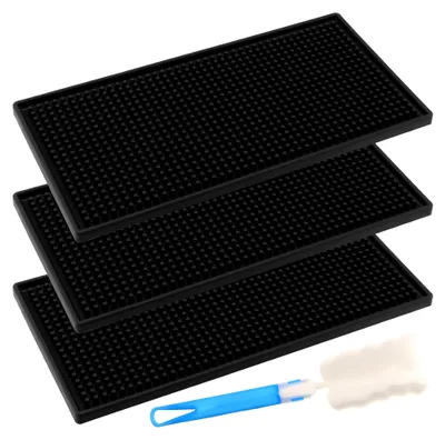 Produktbild von 3 Stück 30x15x1cm Silikonmatte Abtropfmatte Silikon Schmal Barmatte Gummi-Abtropfmatte Hitzebeständig und rutschfest Silikonmatte für Küche, Bar, Club, Restaurants, Spüle