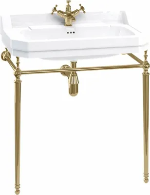 Produktbild von Casa Padrino Luxus Jugendstil Waschtisch Weiß / Gold 80 x 51 x H. 90 cm - Badezimmer Möbel