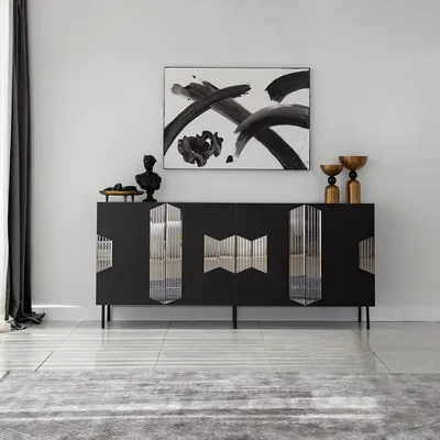Produktbild von Skye Decor, Vienna - Black, Fume, Konsole, 100 % MELAMINBESCHICHTETE SPANPLATTEN, Schwarz, 180 x 40 x 80 cm