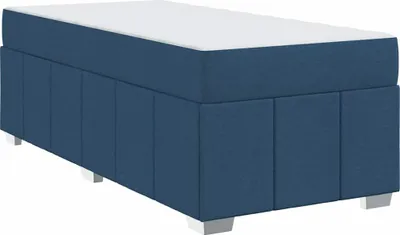 Zdjęcie produktu dla Łóżko Tapicerowane 90x200 Niebieskie Jednoosobowe ze Stelażem z Materacem