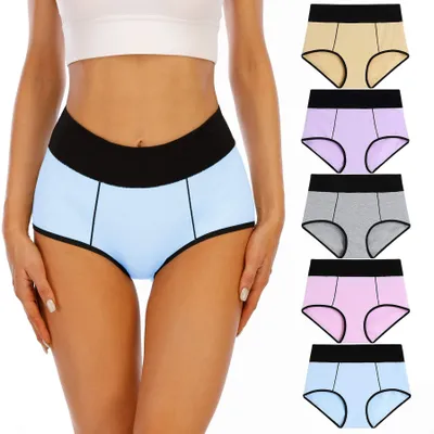 Productafbeelding van Damesondergoed, hoge taille, katoenen slips - 5-pack