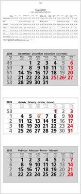Produktbild von 2027 ADINA Dreimonatskalender 70x33cm mit Tagesanzeiger in Blockform