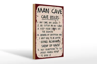 Produktbild von Holzschild Spruch 20x30cm Man cave my cave my rules
