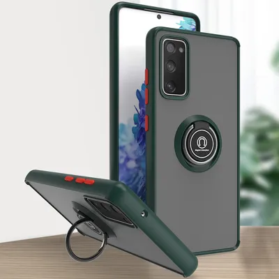 Produktbild von Samsung S20 FE Hülle, Ring Halter Ständer Matte Transluzent TPU Rahmen Stoßfest Schutzhülle für Samsung Galaxy S20 FE 5G/S20 FE 2022 dunkelgrün