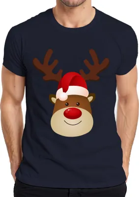 Produktbild von Rentier Rudolf süßes Weihnachtsmotiv - Weihnachten Weihnachtsgeschenk Christmas Herren T-Shirt, Navy, XXL