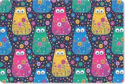 Produktbild von MuchoWow® Schreibtischunterlage Katze - Regenbogen - Blumen 60x40 cm - XXL Mauspad - Großes Mauspad