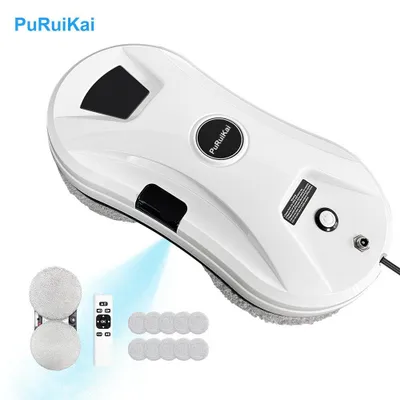 Produktbild von PuRuiKai HCR-11 Fensterputzroboter mit Wasserspray – Intelligenter Fensterreinigungsroboter mit KI-Navigation & Fernbedienung, Weiß