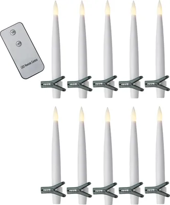 Produktbild von Schlanke LED Baumkerzen ,Paulina', batteriebetrieben ohne Kabel, Fernbedienung, Flackereffekt, warmweiß, H 15,5cm