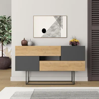 Immagine prodotto di Madia rovere e antracite 2 ante e 2 cassetti Eros 145x40x82h