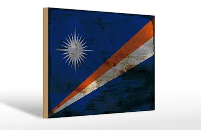 Produktbild von Holzschild Flagge Marshallinseln 30x20cm Flag Rost