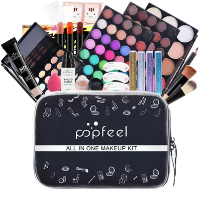 Obrázok produktu pre Darčeková kozmetická sada – make-up, sada na líčenie pre tvár, oči a pery – paleta očných tieňov, rúž, rumenka, riasenka