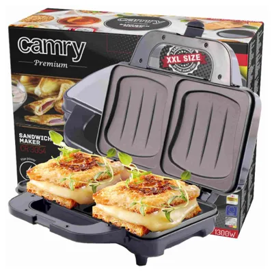 Immagine prodotto di Camry XXL sandwich maker 1300W, rivestimento antiaderente, 2 panini