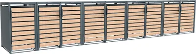 Image de Westmann Box pour poubelles en métal Lacina 9x240 L anthracite/imitation bois 80x596x116 cm