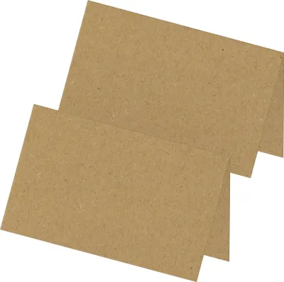 Produktbild von itenga 24x Tischkarten Neutral Braun Kraftpapierstruktur Blanko zum Aufstellen