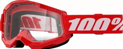 Zdjęcie produktu dla Gogle motocyklowe rowerowe MTB ATV STRATA 2 - 100% czerwone transparentne