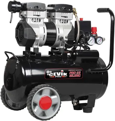 Productafbeelding van Luchtcompressor Draagbaar - 25 Liter Tank - 1,5 PK Vermogen - 8 Bar Max Werkdruk - Olievrij - Stil