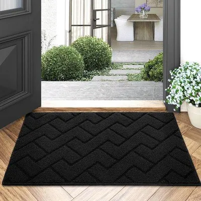 Productafbeelding van Famanu deurmat zwart, 50 x 80 cm - Wasbare, waterdichte, antislip mat om vuil op te vangen