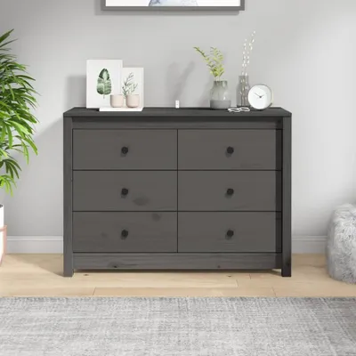 Zdjęcie produktu dla Szafka boczna szara 100x40x72 cm lite drewno sosnowe