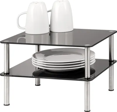 Image de bremermann Étagère à assiettes, étagère en verre, insert d'armoire env. 28 x 32 cm noir