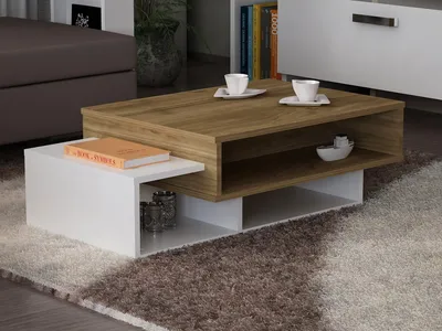 Immagine prodotto di Skye Decor, Tab - Bianco, Noce, Tavolino, Bianco, 100% MELAMINICO RIVESTITO IN MDF, 105 x 60 x 32 cm
